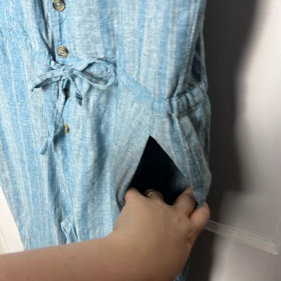 prAna Women's Blue Wayferer Sleeveless Cotton Hemp Blend Breathable Jumpsuit XL - Picture 10 of 11